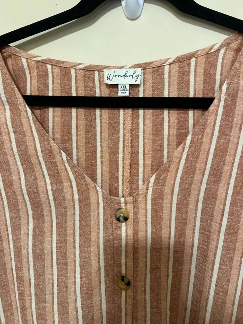 Wonderly XXL Linen Lyocell Dress Jumper Stripe Resort Beach Boho Lagenlook